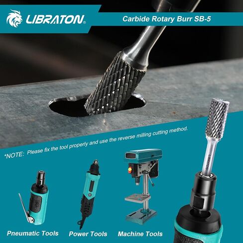 Libraton Carbide Burr Bit SB-5, Double Cut Die Grinder Bits 1/4" Shank, Tungsten Carbide Burr Set for Metal Steel, Deburring Carving Polishing, Rotary Tool Bits Protective Storage Case in Saudi Arabia