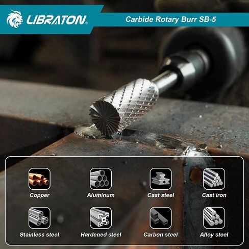 Libraton Carbide Burr Bit SB-5, Double Cut Die Grinder Bits 1/4" Shank, Tungsten Carbide Burr Set for Metal Steel, Deburring Carving Polishing, Rotary Tool Bits Protective Storage Case in Saudi Arabia