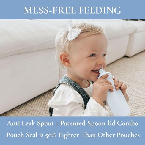 Nontoxic Reusable Baby Food Pouches - Premium Food Grade Silicone - BPA & PFAS Free - Leak-Proof Design - Easy to Clean and Dishwasher Safe (Blue and Green) in Saudi Arabia