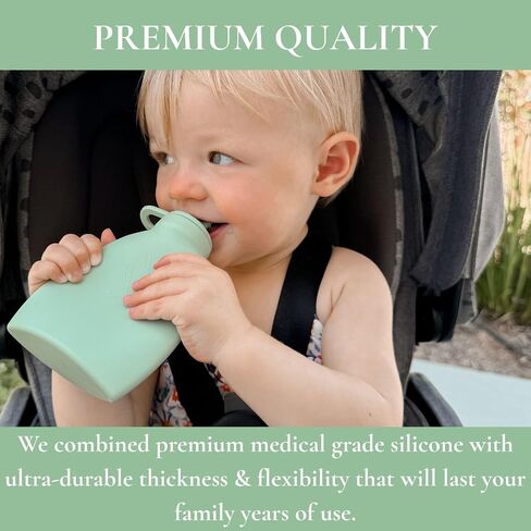 Nontoxic Reusable Baby Food Pouches - Premium Food Grade Silicone - BPA & PFAS Free - Leak-Proof Design - Easy to Clean and Dishwasher Safe (Blue and Green) in Saudi Arabia