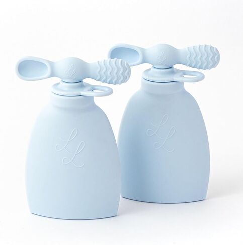 Nontoxic Reusable Baby Food Pouches - Premium Food Grade Silicone - BPA & PFAS Free - Leak-Proof Design - Easy to Clean and Dishwasher Safe (Blue and Green) in Saudi Arabia