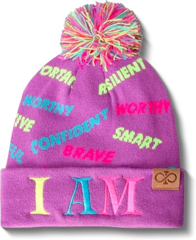 Motivational Satin Lined Beanie for Baby, Toddler, Kids, Girls, and Boys. Warm Kids Outdoor Winter Hat, Pom Pom Beanies in Saudi Arabia