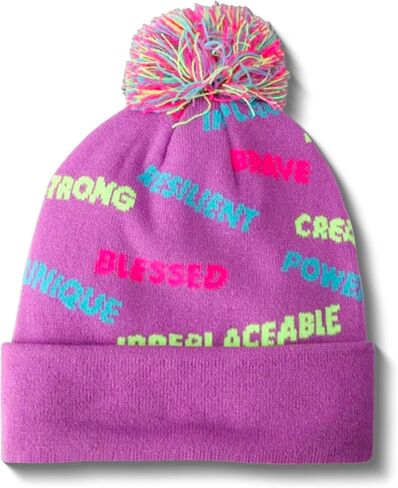 Motivational Satin Lined Beanie for Baby, Toddler, Kids, Girls, and Boys. Warm Kids Outdoor Winter Hat, Pom Pom Beanies in Saudi Arabia