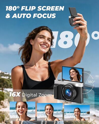 كاميرات رقمية بدقة 4K للتصوير الفوتوغرافي، وكاميرا تسجيل فيديو بتركيز تلقائي بدقة 64 ميجابكسل لكاميرا فيديو على YouTube مقاس 3 بوصات بزاوية 180 درجة، وكاميرات تقريب رقمية مدمجة 16X وكاميرات مضادة للاهتزاز مع بطاقة 64 جيجابايت in Kuwait