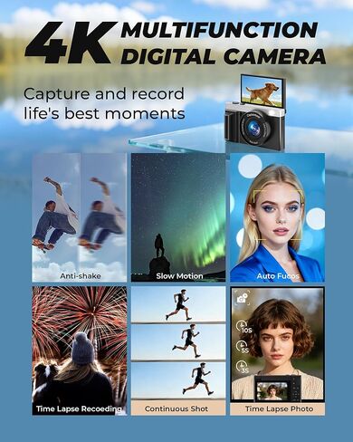 كاميرات رقمية بدقة 4K للتصوير الفوتوغرافي، وكاميرا تسجيل فيديو بتركيز تلقائي بدقة 64 ميجابكسل لكاميرا فيديو على YouTube مقاس 3 بوصات بزاوية 180 درجة، وكاميرات تقريب رقمية مدمجة 16X وكاميرات مضادة للاهتزاز مع بطاقة 64 جيجابايت in Kuwait