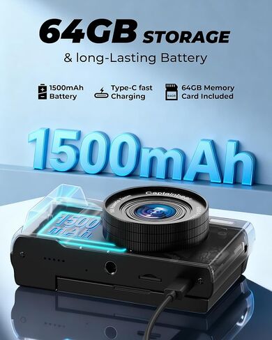 كاميرات رقمية بدقة 4K للتصوير الفوتوغرافي، وكاميرا تسجيل فيديو بتركيز تلقائي بدقة 64 ميجابكسل لكاميرا فيديو على YouTube مقاس 3 بوصات بزاوية 180 درجة، وكاميرات تقريب رقمية مدمجة 16X وكاميرات مضادة للاهتزاز مع بطاقة 64 جيجابايت in Kuwait