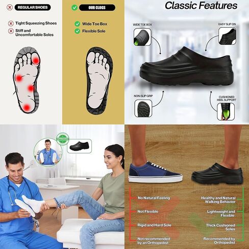 Work Shoes for Men & Women Non Slip Clogs Kitchen Chef Shoes Comfortable Women Clogs Beach Shoes in Kuwait