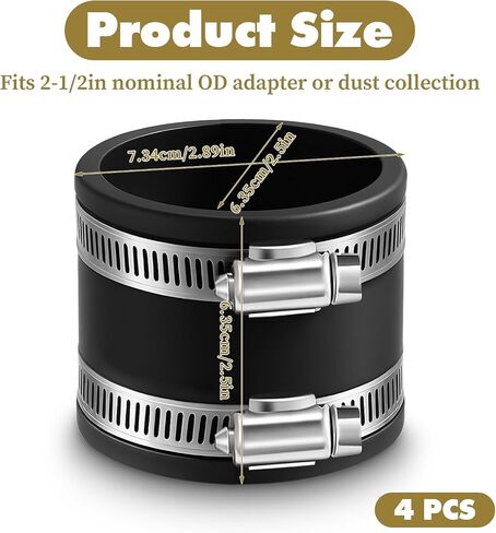 4 Pcs Dust Control Flex Cuffs with Stainless Steel Hose Clamps, Flexible PVC Coupling for Plastic and Copper Plumbing Connections, Connector Ports Dust Collection Fittings(2-1/2 Inch) in Saudi Arabia