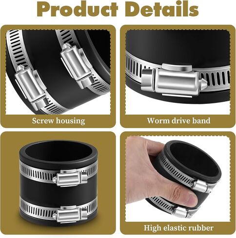 4 Pcs Dust Control Flex Cuffs with Stainless Steel Hose Clamps, Flexible PVC Coupling for Plastic and Copper Plumbing Connections, Connector Ports Dust Collection Fittings(2-1/2 Inch) in Saudi Arabia