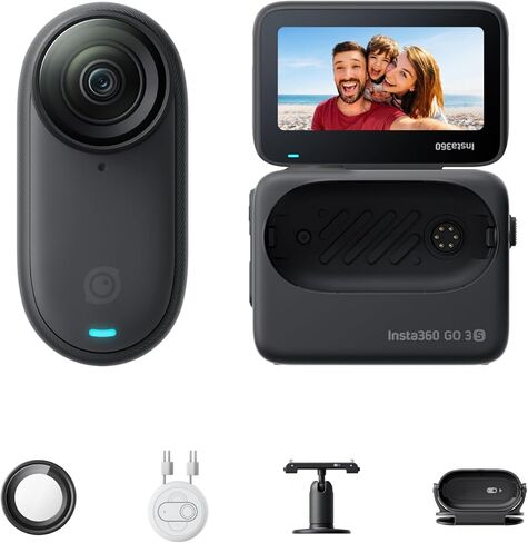 Insta360 GO 3S - 64 GB Black 4K Tiny Portable Vlogging Camera, Hands-Free POVs, Mount Anywhere, 140 Min Battery Life, 10m Waterproof, Pet POV (Renewed) in Saudi Arabia