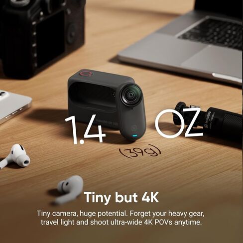 Insta360 GO 3S - 64 GB Black 4K Tiny Portable Vlogging Camera, Hands-Free POVs, Mount Anywhere, 140 Min Battery Life, 10m Waterproof, Pet POV (Renewed) in Saudi Arabia