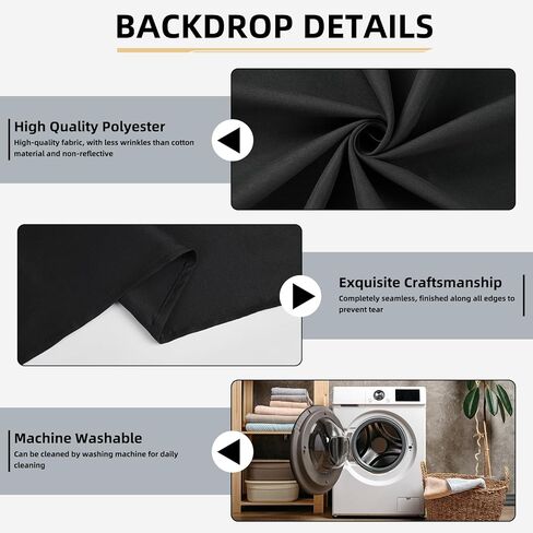 خلفية سوداء، 5x7FT خلفية صورة سوداء لخلفية التصوير الفوتوغرافي ستارة لصور الاستوديو التقاط الصور لشاشة حفلة الهالوين وتسجيل الفيديو in Kuwait