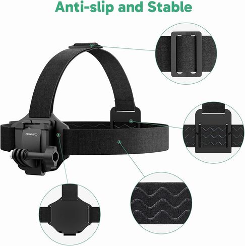 AKASO 2-in-1 Quick Release Adjustable Head Strap Mount for GoPro Hero 13 12 11 10 9, EK7000/EK7000 Pro, Brave 4/4 Pro, Brave 7/7 LE, V50 X, V50 Elite, DJI Osmo Action Cameras in Saudi Arabia