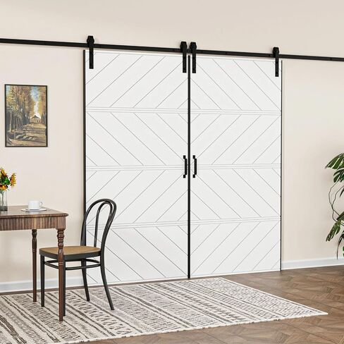 Double Modern Wave Design Sliding Barn Door with Installation Hardware Kit(Easy Assembly)，60"x84" in Saudi Arabia