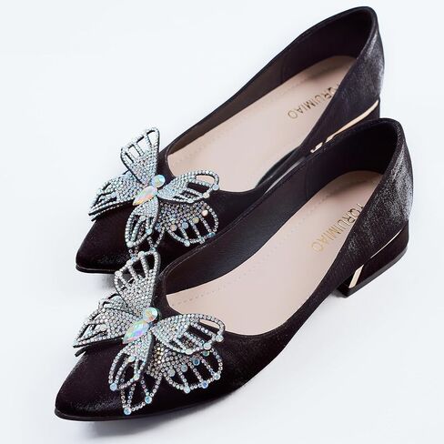 أحذية نسائية، كعب مكتنز عند الأصابع، أحذية عمل مريحة، أحذية زفاف بأحجار الراين بمقدمة مدببة للنساء in Kuwait