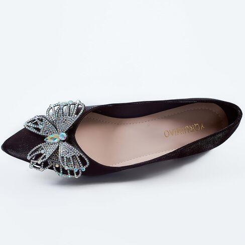 أحذية نسائية، كعب مكتنز عند الأصابع، أحذية عمل مريحة، أحذية زفاف بأحجار الراين بمقدمة مدببة للنساء in Kuwait