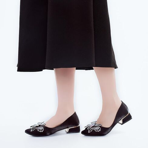 أحذية نسائية، كعب مكتنز عند الأصابع، أحذية عمل مريحة، أحذية زفاف بأحجار الراين بمقدمة مدببة للنساء in Kuwait