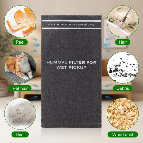 Wet Dry Vacuum Filter Bags for Stinger 2.5 to 5 Gallon WS0255VA, WORKSHOP WS01025F, Craftsman 9-38737, MultiFit VF2000, Select 2-1/2 to 5-Gallon Shop Vac Vacuums (8 Filter bag + 3 Band) in Saudi Arabia