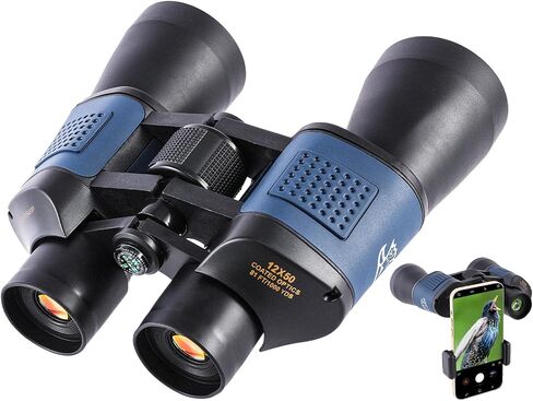 12x50 Binoculars for Adults High Powered HD Waterproof Compact Binoculars with Clear Low Light Vision and Compass for Bird Watching Hunting Travel Cruise Outdoor Sports with Carrying Bag in Saudi Arabia