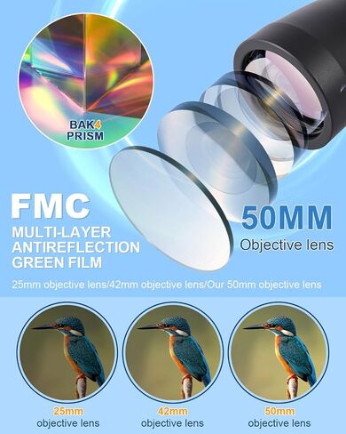 12x50 Binoculars for Adults High Powered HD Waterproof Compact Binoculars with Clear Low Light Vision and Compass for Bird Watching Hunting Travel Cruise Outdoor Sports with Carrying Bag in Saudi Arabia