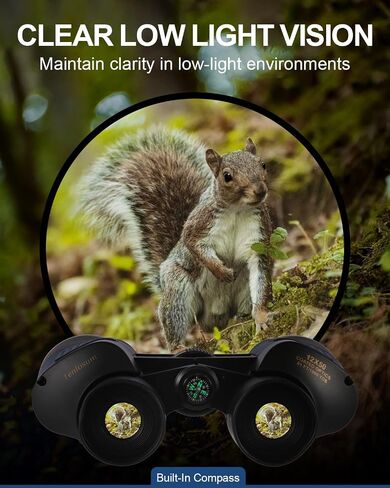 12x50 Binoculars for Adults High Powered HD Waterproof Compact Binoculars with Clear Low Light Vision and Compass for Bird Watching Hunting Travel Cruise Outdoor Sports with Carrying Bag in Saudi Arabia