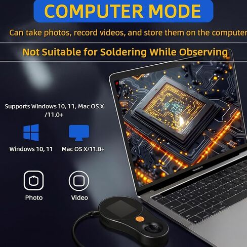 مجهر رقمي، 500x مع شاشة IPS 2.0 بوصة، مكبر محمول مع وصلة USB، مجهر للعملات المعدنية، مجهر Trichome، متوافق مع Windows/Mac، مثالي للإلكترونيات والمجوهرات والأطفال. in Saudi Arabia