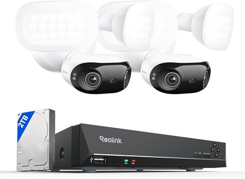 REOLINK16MP Dual Lens PoE Security Camera with 180° View Bundle with 8CH Network Video Recorder for Home Security Camera System, 2X Elite Pro Floodlight PoE with RLN8-410 (2TB HDD) in Saudi Arabia