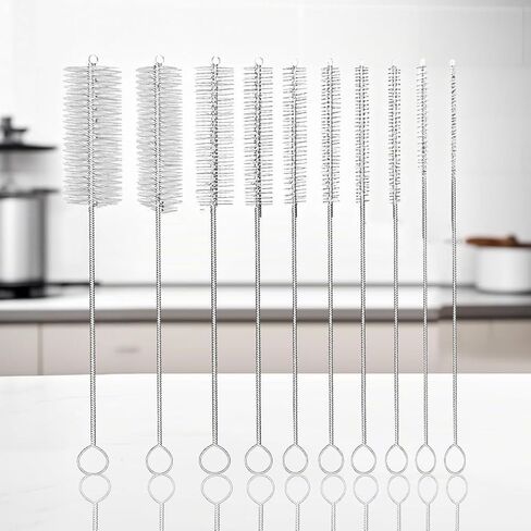 10PCS White Nylon Tube Cleaning Brushes: Perfect for Narrow - Cleaning Narrow - Neck Bottles in The Kitchen in Saudi Arabia