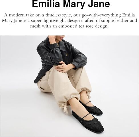 Coach Women's Emilia Mary Jane with Tea Rose Flat, Charcoal/Black, 8.5 in Saudi Arabia