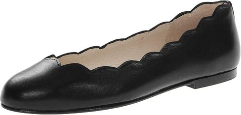 French Sole Jigsaw - Flats for Women - Leather Lining - Rubber Outsole - Scalloped Topline - Rounded Toe Black Nappa Leather 11 M in Saudi Arabia