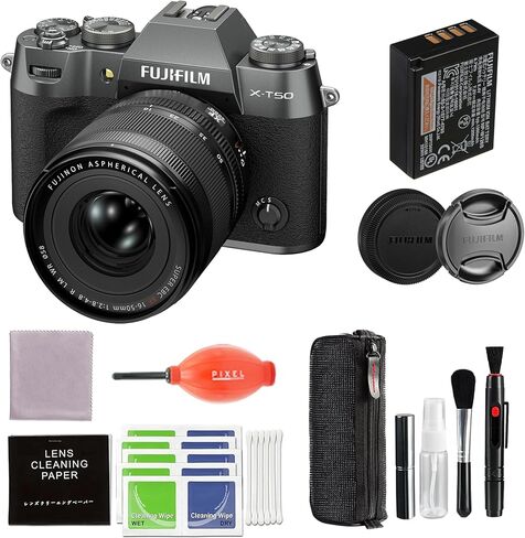 Fujifilm X-T50 Mirrorless Digital Camera XF16-50mmF2.8-4.8 R LM WR Lens Kit - Charcoal Silver Bundle with Additional Accessories in Saudi Arabia