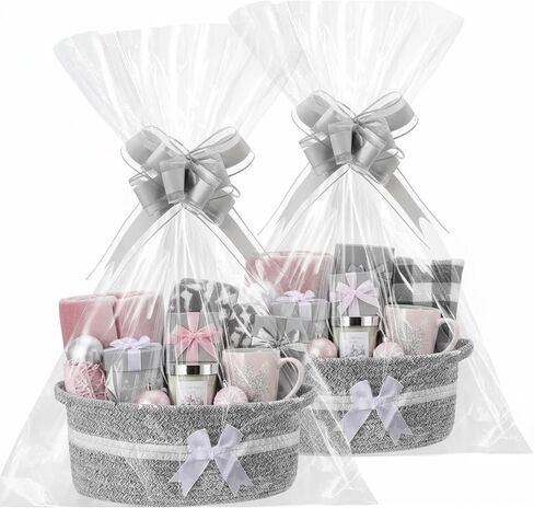 2 Pack Christmas Woven Gift Basket Empty with Ribbon Bow, 12''x 8''x 5'' Christmas Chest Box with Gift Bags Candy Baskets with Handle for Xmas Thanksgiving Wedding Home Decor(Red) in Saudi Arabia