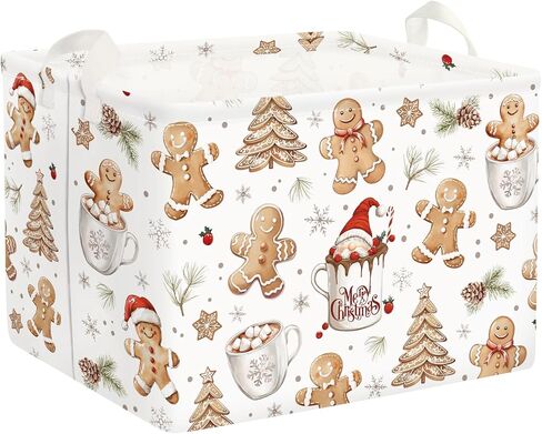 Clastyle Christmas Gingerbread Baby Laundry Hamper Snowflake Kid Storage Basket Boy Girl Gift Toy Box Collapsible Clothes Organizer Nursery Bin for Bedroom,White,40 * 30 * 30 cm in Saudi Arabia