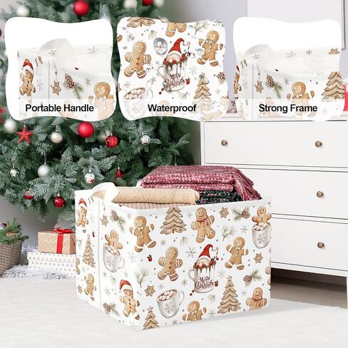 Clastyle Christmas Gingerbread Baby Laundry Hamper Snowflake Kid Storage Basket Boy Girl Gift Toy Box Collapsible Clothes Organizer Nursery Bin for Bedroom,White,40 * 30 * 30 cm in Saudi Arabia