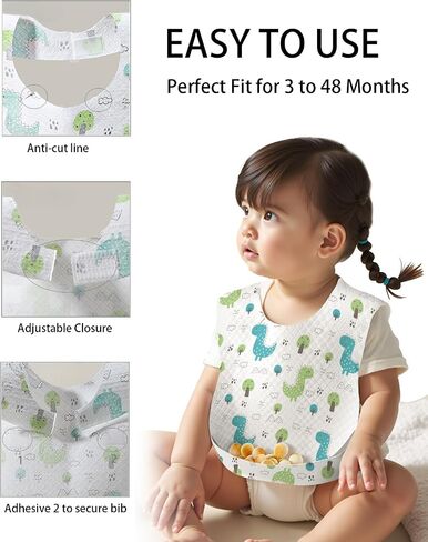 Disposable Baby Bibs for Boys and Girls, Individually Packaged, Hygienic, Soft and Leakproof for Toddler Feeding, Baby Travel Essential, Music Dinosaur (20 PCS) in Saudi Arabia
