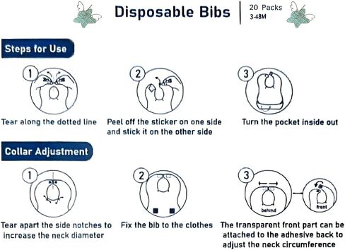 Disposable Baby Bibs for Boys and Girls, Individually Packaged, Hygienic, Soft and Leakproof for Toddler Feeding, Baby Travel Essential, Music Dinosaur (20 PCS) in Saudi Arabia