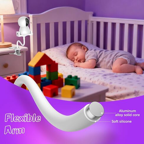 حامل شاشة الطفل 2025 - حامل مرن عالمي قابل للتعديل لشاشة Hello Baby، Nanit Pro، بصريات الرضع، VTech ومعظم شاشات الأطفال - حامل بمشبك كاميرا بذراع قابل للفصل مع ملصقات لطيفة لسرير الأطفال in Kuwait