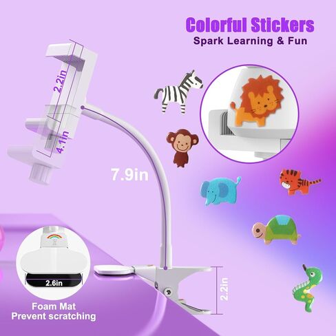 حامل شاشة الطفل 2025 - حامل مرن عالمي قابل للتعديل لشاشة Hello Baby، Nanit Pro، بصريات الرضع، VTech ومعظم شاشات الأطفال - حامل بمشبك كاميرا بذراع قابل للفصل مع ملصقات لطيفة لسرير الأطفال in Kuwait