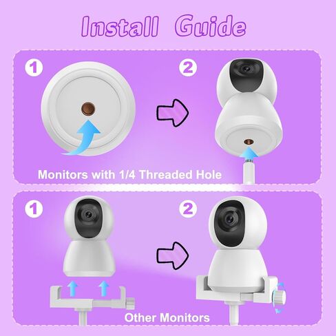 حامل شاشة الطفل 2025 - حامل مرن عالمي قابل للتعديل لشاشة Hello Baby، Nanit Pro، بصريات الرضع، VTech ومعظم شاشات الأطفال - حامل بمشبك كاميرا بذراع قابل للفصل مع ملصقات لطيفة لسرير الأطفال in Kuwait