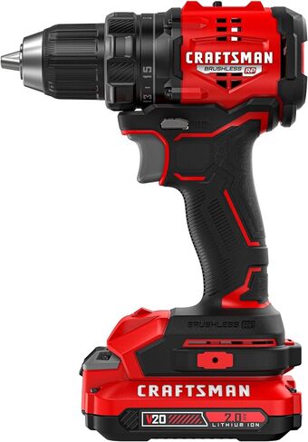 مثقاب/مشغل مدمج V20 BRUSHLESS RP من CRAFTSMAN، مشغل سرعة متغيرة، مصباح LED مدمج، يتضمن بطارية وشاحن (CMCD714D1) in Saudi Arabia