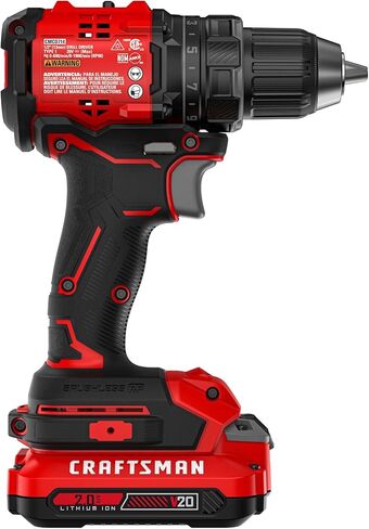 مثقاب/مشغل مدمج V20 BRUSHLESS RP من CRAFTSMAN، مشغل سرعة متغيرة، مصباح LED مدمج، يتضمن بطارية وشاحن (CMCD714D1) in Saudi Arabia