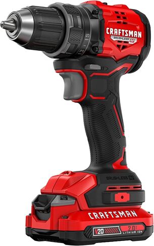 مثقاب/مشغل مدمج V20 BRUSHLESS RP من CRAFTSMAN، مشغل سرعة متغيرة، مصباح LED مدمج، يتضمن بطارية وشاحن (CMCD714D1) in Saudi Arabia