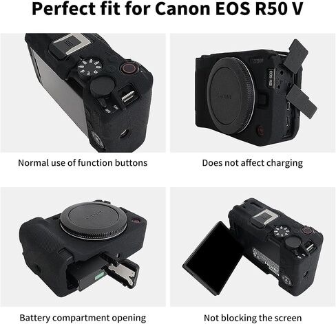 Rieibi Silicone Case for Canon EOS R50 V Camera, Soft Camera Protective Case for Canon EOS R50V Camera Accessories with 2 Screen Protectors, Off-White in Saudi Arabia