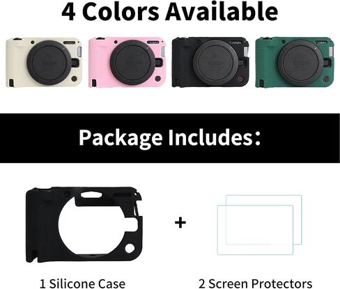 Rieibi Silicone Case for Canon EOS R50 V Camera, Soft Camera Protective Case for Canon EOS R50V Camera Accessories with 2 Screen Protectors, Off-White in Saudi Arabia