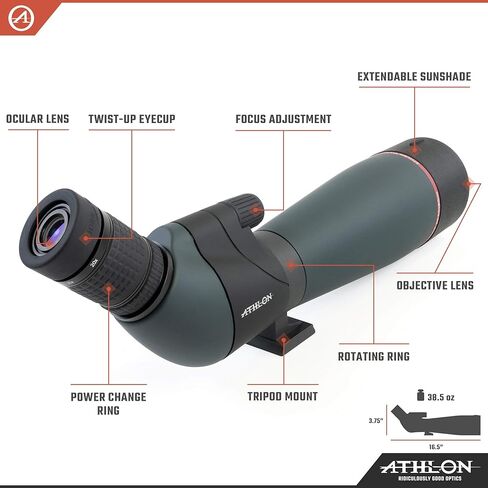 Athlon Optics Talos 20-60x80 Spotter Scope - معدات خارجية متينة للصيد وأهداف الرماية ومشاهدة الطيور - نطاق اكتشاف إضافة مثالية لملحقات الصيد in Kuwait