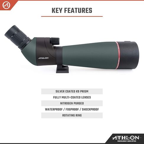 Athlon Optics Talos 20-60x80 Spotter Scope - معدات خارجية متينة للصيد وأهداف الرماية ومشاهدة الطيور - نطاق اكتشاف إضافة مثالية لملحقات الصيد in Kuwait