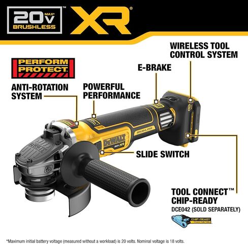 DEWALT 20V MAX XR Brushless Cordless 4-1/2 in. - 5 in. Variable Speed Slide Switch Grinder (Tool Only) (DCG411VSB) in Saudi Arabia