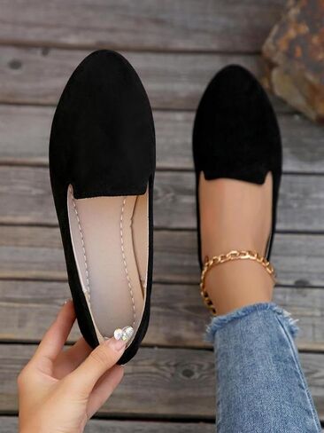 Geerta Women's Moccasins Plain Pattern Medium Width Pointed Toe Textile Flat Shoes, Casual Comfortable Slip on Shoes for Daily, Footwear Walking Shoes for Fall 2025 in Saudi Arabia