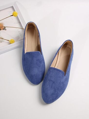 Geerta Women's Moccasins Plain Pattern Medium Width Pointed Toe Textile Flat Shoes, Casual Comfortable Slip on Shoes for Daily, Footwear Walking Shoes for Fall 2025 in Saudi Arabia