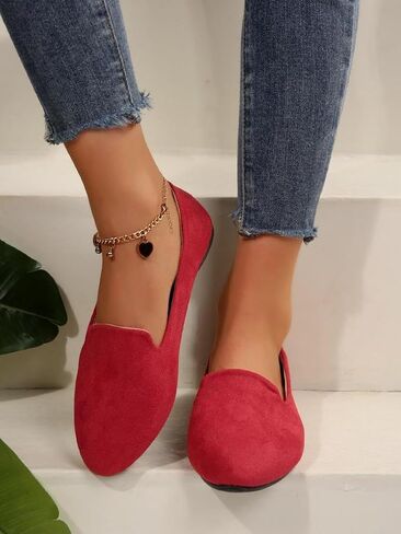 Geerta Women's Moccasins Plain Pattern Medium Width Pointed Toe Textile Flat Shoes, Casual Comfortable Slip on Shoes for Daily, Footwear Walking Shoes for Fall 2025 in Saudi Arabia